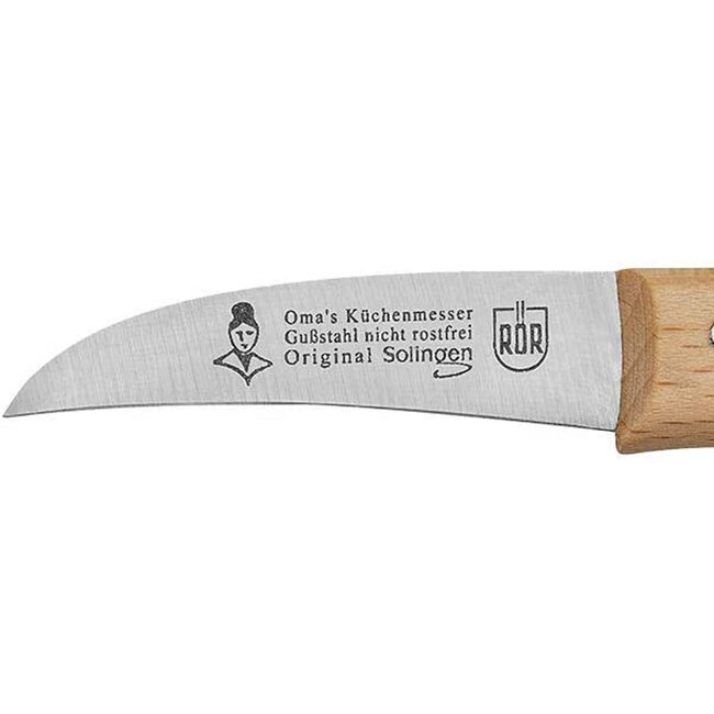 RÖR Solingen Schilmesje Krom Hout – Carbonstaal – Oma's Keukenmesje