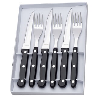 RÖR Solingen Steakmes – Gekarteld – Vorken – RVS – Kunststof Heft – 6 delig