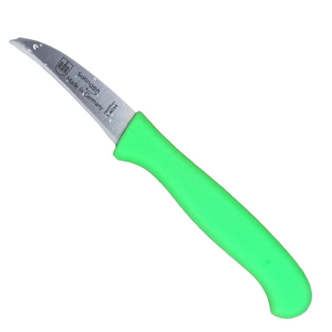 RÖR Solingen Schilmesje Krom / Gebogen – Kunststof Handvat – RVS Lemmet – Neon Groen