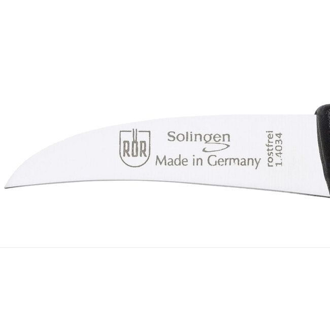 RÖR Solingen Schilmesje Krom / Gebogen – Kunststof Handvat – RVS Lemmet – Neon Oranje