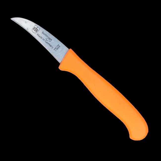 RÖR Solingen Schilmesje Krom / Gebogen – Kunststof Handvat – RVS Lemmet – Neon Oranje