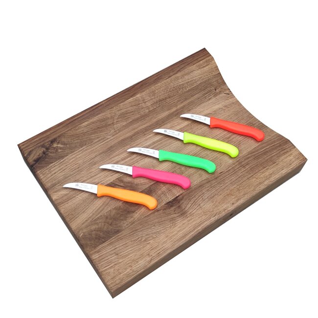 RÖR Solingen Schilmesje Krom / Gebogen – Kunststof Handvat – RVS Lemmet – Neon Rood