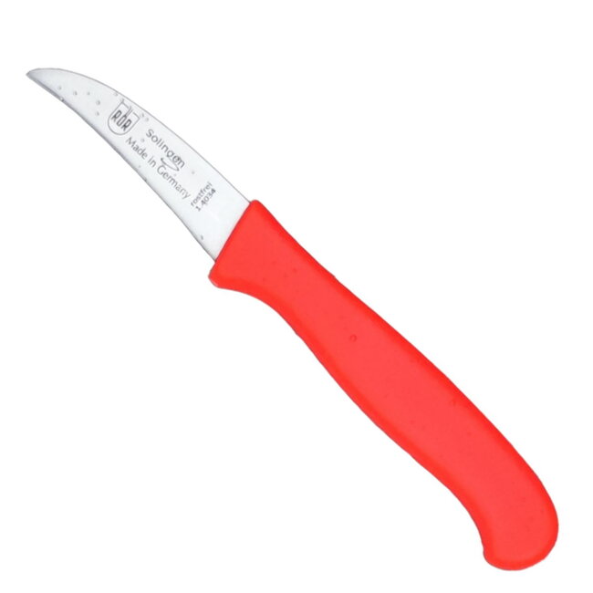 RÖR Solingen Schilmesje Krom / Gebogen – Kunststof Handvat – RVS Lemmet – Neon Rood