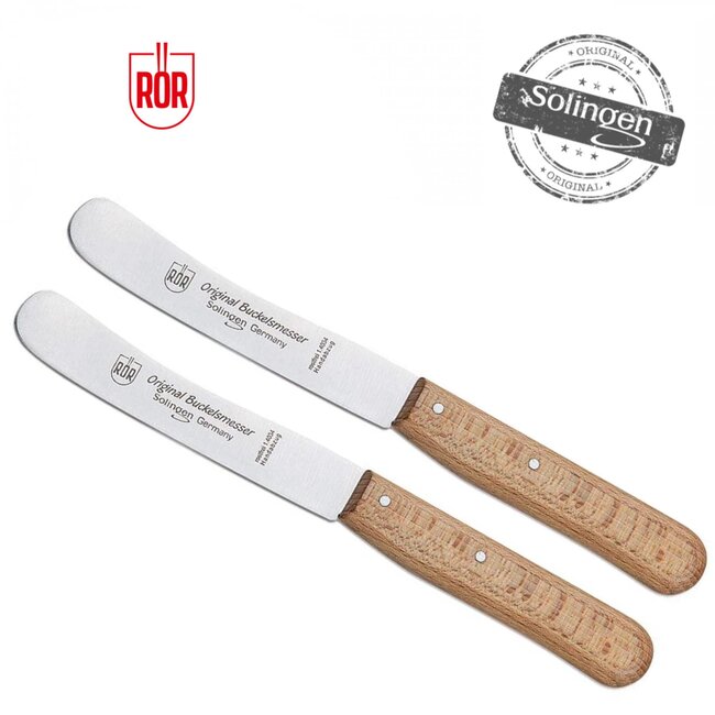 RÖR Solingen Ontbijtmes Buckels – Lemmet 11,5 cm – Beukenhout – 2 stuks