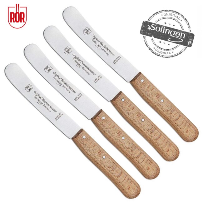 RÖR Solingen Ontbijtmes Buckels – Lemmet 11,5 cm – Beukenhout – 4 stuks