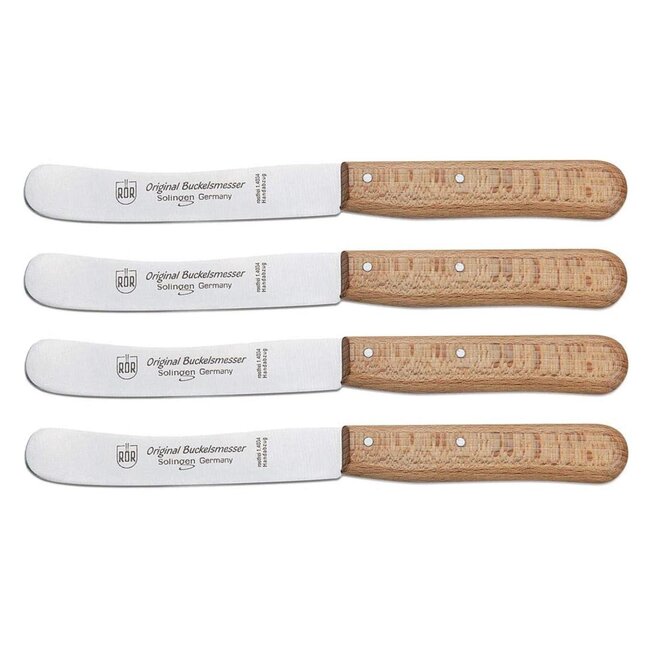 RÖR Solingen Ontbijtmes Buckels – Lemmet 11,5 cm – Beukenhout – 4 stuks