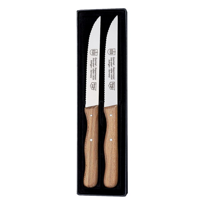 RÖR Solingen Steakmes – Vespermes – Gekarteld – RVS – Beukenhout – 2 delig