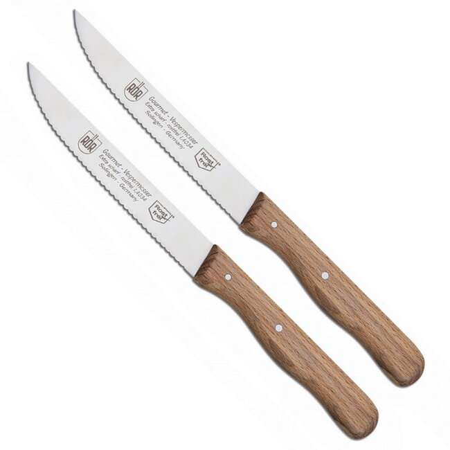 RÖR Solingen Steakmes – Vespermes – Gekarteld – RVS – Beukenhout – 2 delig