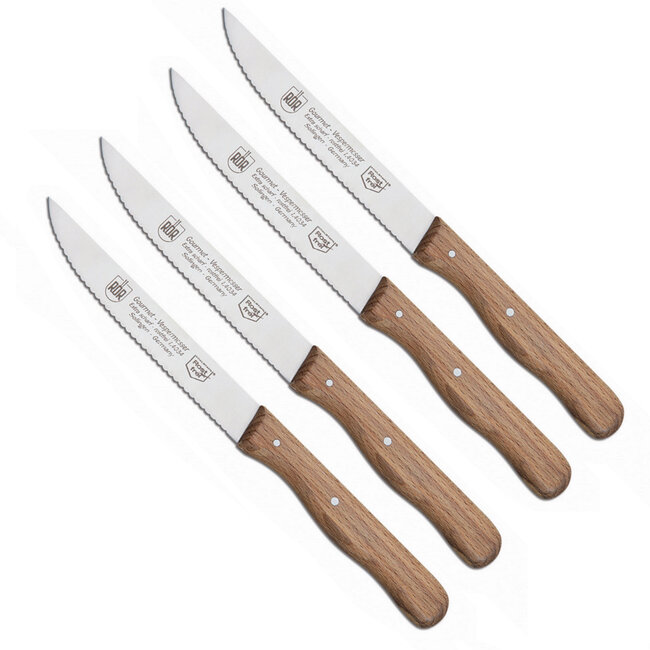 RÖR Solingen Steakmes – Vespermes – Gekarteld – RVS – Beukenhout – 4 delig