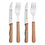 RÖR Solingen Steakmes – Vespermes – Gekarteld – Set met Vork – RVS – Beukenhout – 4 delig