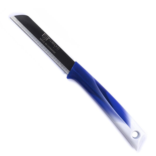 Solingen Kartelmes – Tomatenmes met Kartel – RVS – 19 cm met Blade Cover – Bi-Color Blauw met Wit