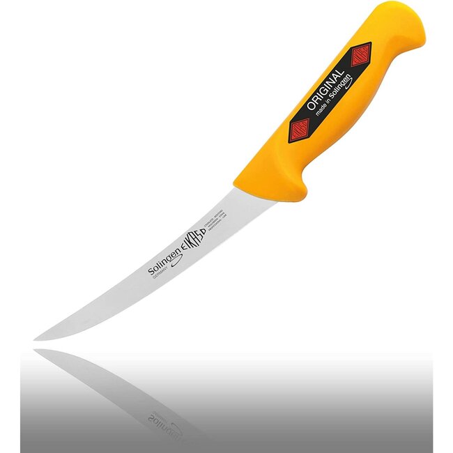 Eikaso Solingen Professionele 4-delige Messenset – Slagers-, Uitbeen- & Universeelmes met Aanzetstaal – Geel