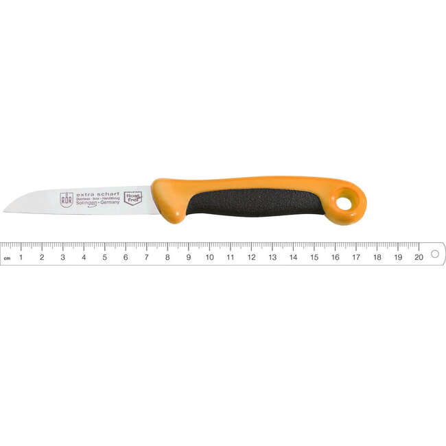 RÖR Solingen Schilmesje Extra Grip – RVS Lemmet Recht – 17,5 cm – Zwart met Oranje