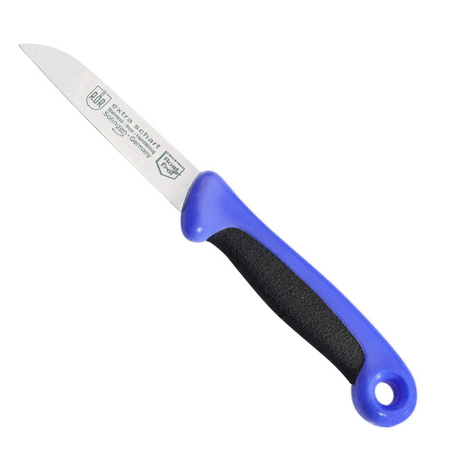 RÖR Solingen Schilmesje Extra Grip – RVS Lemmet Recht – 17,5 cm – Zwart met Blauw