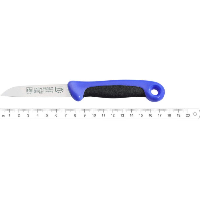 RÖR Solingen Schilmesje Extra Grip – RVS Lemmet Recht – 17,5 cm – Zwart met Blauw