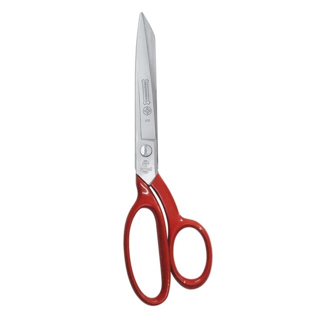 Mundial Professionele Stofschaar met Microvertanding – RVS – Rood Gelakt – 18 cm