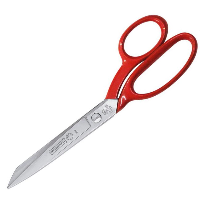 Mundial Professionele Stofschaar met Microvertanding – RVS – Rood Gelakt – 18 cm