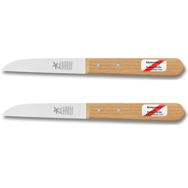 Robert Herder Molenmes – Schilmesje – Recht Lemmet 85 mm – Carbonstaal – Lang Heft – Beukenhout – 2 stuks