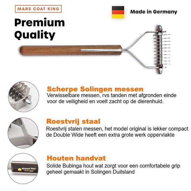 Mars Coat-King Uitdunkam voor Dierenvachten – Extra Grof – 18 Messen – 3,5 mm – FSC Hout
