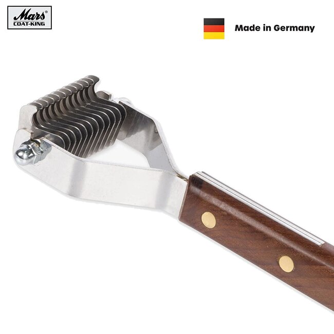 Mars Coat-King Uitdunkam voor Dierenvachten – Fijn 2,5 mm – 10 Messen – Houten Handvat