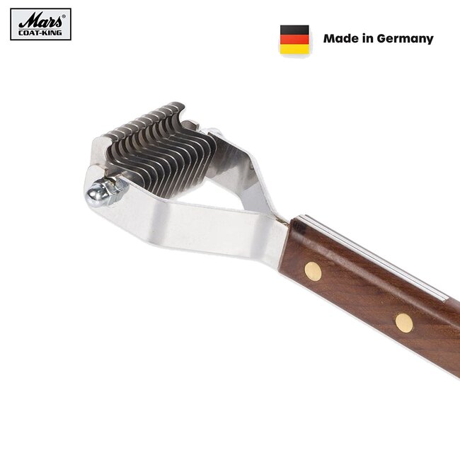 Mars Coat-King Uitdunkam voor Dierenvachten – Fijn 2,5mm – 12 Messen – Houten Handvat