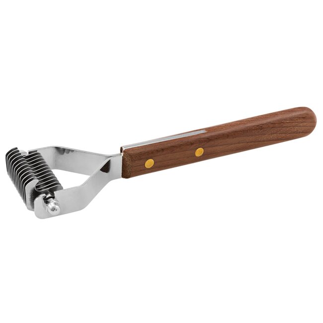 Mars Coat-King Uitdunkam voor Dierenvachten – Fijn 2,5mm – 12 Messen – Houten Handvat