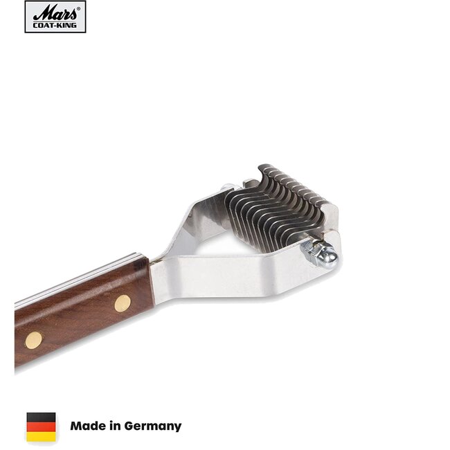 Mars Coat-King Uitdunkam voor Dierenvachten – Fijn 2,5mm – 12 Messen – Houten Handvat