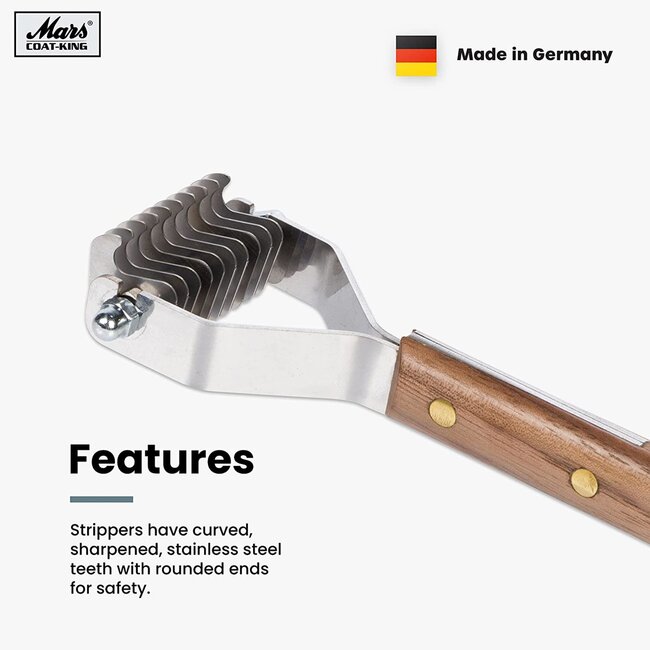 Mars Coat-King Uitdunkam voor Dierenvachten – Middelgroot – 3,5 mm – 10 Messen – Houten Handvat