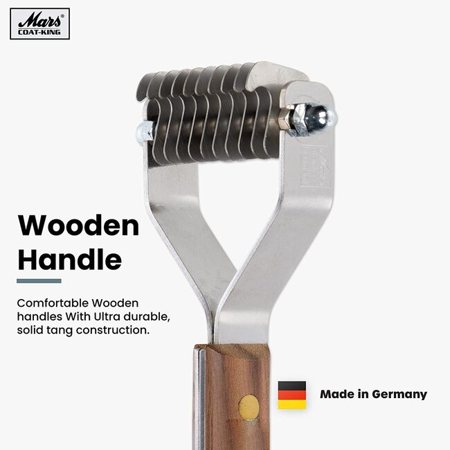 Mars Coat-King Uitdunkam voor Dierenvachten – Middelgroot – 3,5 mm – 10 Messen – Houten Handvat