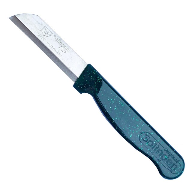 Solingen Schilmesje Robuust Handvat – RVS Glad – 16 cm met Blade Cover – Groen Glitter – 10 stuks