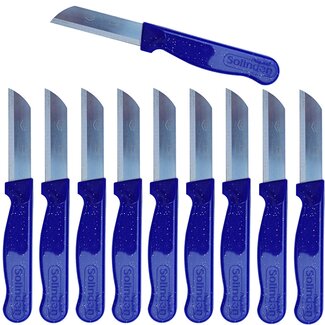 Solingen Schilmesje Robuust Handvat – RVS Glad – 16 cm met Blade Cover – Paars Glitter – 10 stuks
