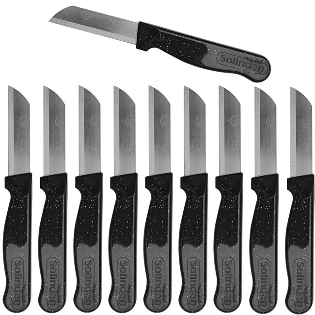 Solingen Schilmesje Robuust Handvat – RVS Glad – 16 cm met Blade Cover – Zwart Glitter – 10 stuks