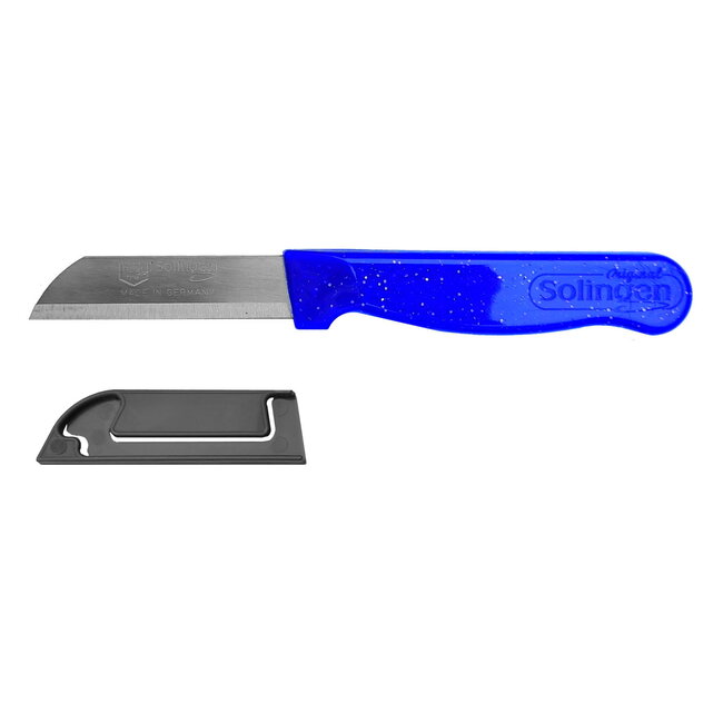 Solingen Schilmesje Robuust Handvat – RVS Glad – 16 cm met Blade Cover – Blauw Glitter