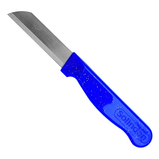 Solingen Schilmesje Robuust Handvat – RVS Glad – 16 cm met Blade Cover – Blauw Glitter – 10 stuks