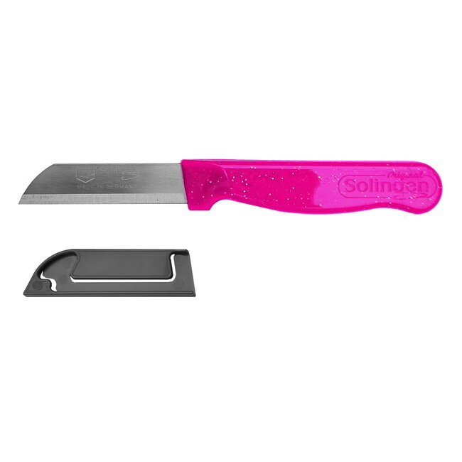Solingen Schilmesje Robuust Handvat – RVS Glad – 16 cm met Blade Cover – Roze Glitter – 10 stuks