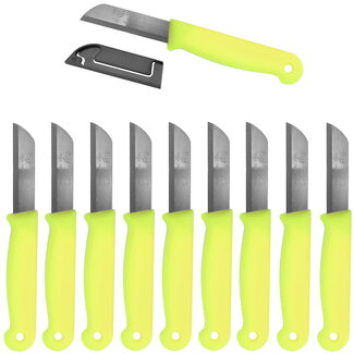 Solingen Schilmesje - RVS - Glad - 16 cm met "Blade Cover" - Neon Geel - 10 stuks