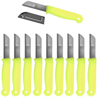 Solingen Schilmesje – RVS – Glad – 16 cm met Blade Cover – Neon Geel – 10 stuks
