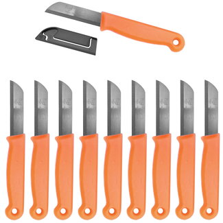 Solingen Schilmesje – RVS – Glad – 16 cm met Blade Cover – Neon Oranje – 10 stuks Solingen Schilmesje – RVS – Glad – 16 cm met Blade Cover – Neon Oranje – 10 stuks