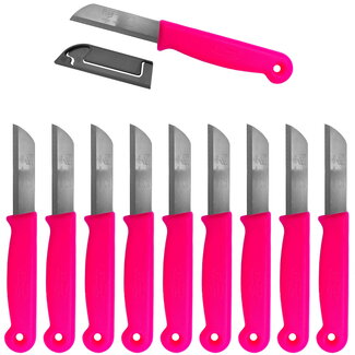 Solingen Schilmesje - RVS - Glad - 16 cm met "Blade Cover" - Neon Roze - 10 stuks