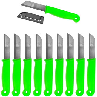 Solingen Schilmesje - RVS - Glad - 16 cm met "Blade Cover" - Neon Groen - 10 stuks