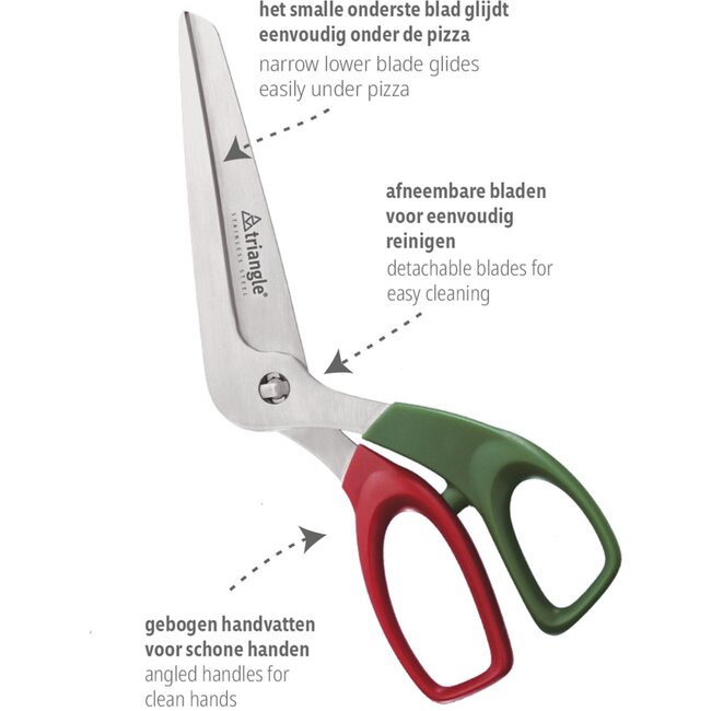 Triangle Pizzaschaar met Italiaanse Vlagkleuren – 24,5 cm – Uitneembaar – RVS