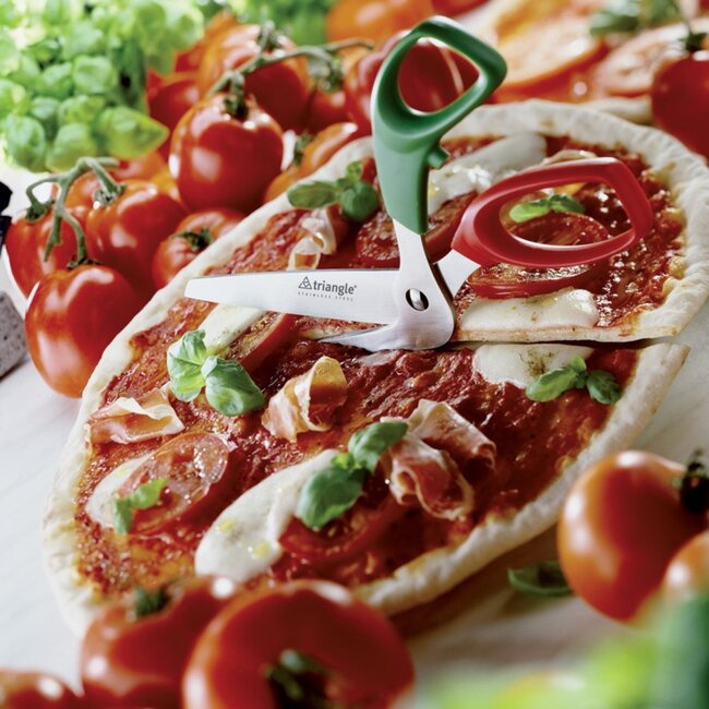 Triangle Pizzaschaar met Italiaanse Vlagkleuren – 24,5 cm – Uitneembaar – RVS