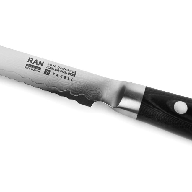 Yaxell Ran Tomatenmes 14 cm – 69 Lagen Damaststaal – VG10 Staal – 61 HRC – Canvas-Micarta Heft