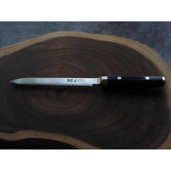 Yaxell Ran Tomatenmes 14 cm – 69 Lagen Damaststaal – VG10 Staal – 61 HRC – Canvas-Micarta Heft