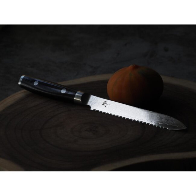 Yaxell Ran Tomatenmes 14 cm – 69 Lagen Damaststaal – VG10 Staal – 61 HRC – Canvas-Micarta Heft