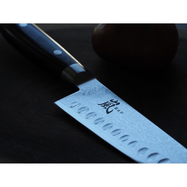 Yaxell Ran Koksmes met Kuiltjes 20 cm – 69 Lagen Damaststaal – VG10 Staal – 61 HRC – Canvas-Micarta Heft