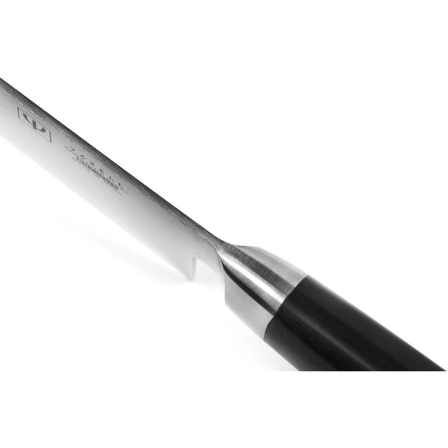 Yaxell Ran Santoku Koksmes 16,5cm met Kuiltjes – 69 Lagen Damaststaal – VG10 Staal – 61 HRC – Canvas-Micarta Heft