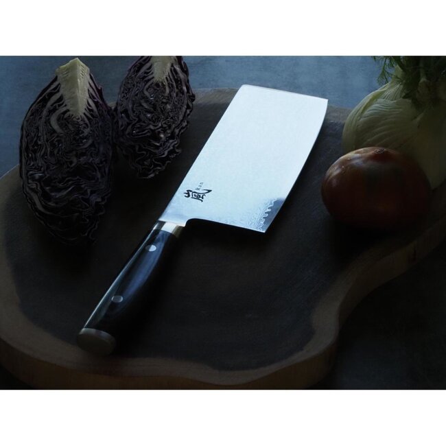 Yaxell Ran Chinees Koksmes 18 cm – 69 Lagen Damaststaal – VG10 Staal – 61 HRC – Canvas-Micarta Heft