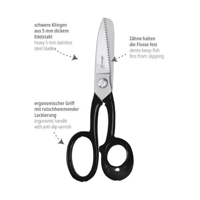 Triangle Multifunctionele RVS Schaar – Grof Vertand – Voor Leer, Rubber en Vis – 22cm