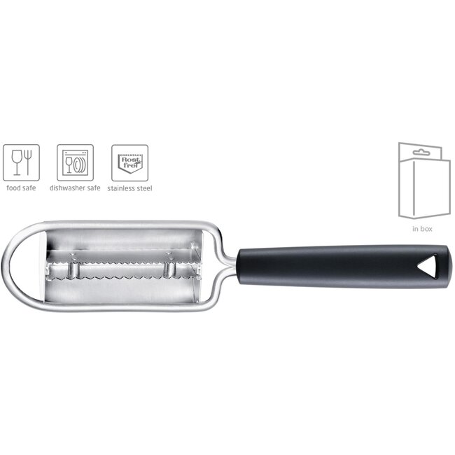 Triangle Visontschubber met Omkeerbaar Mesje – RVS 12 cm – Zwart Kunststof Heft